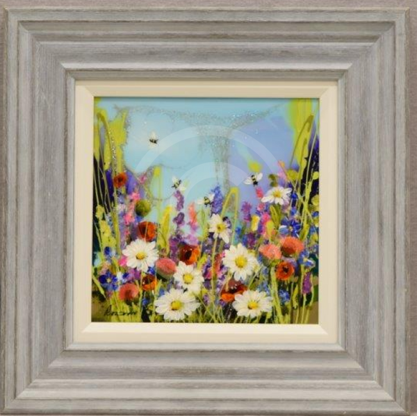 Bumblebee Summer I (10x10") ORIGINAL PAINTING by Rozanne Bell
