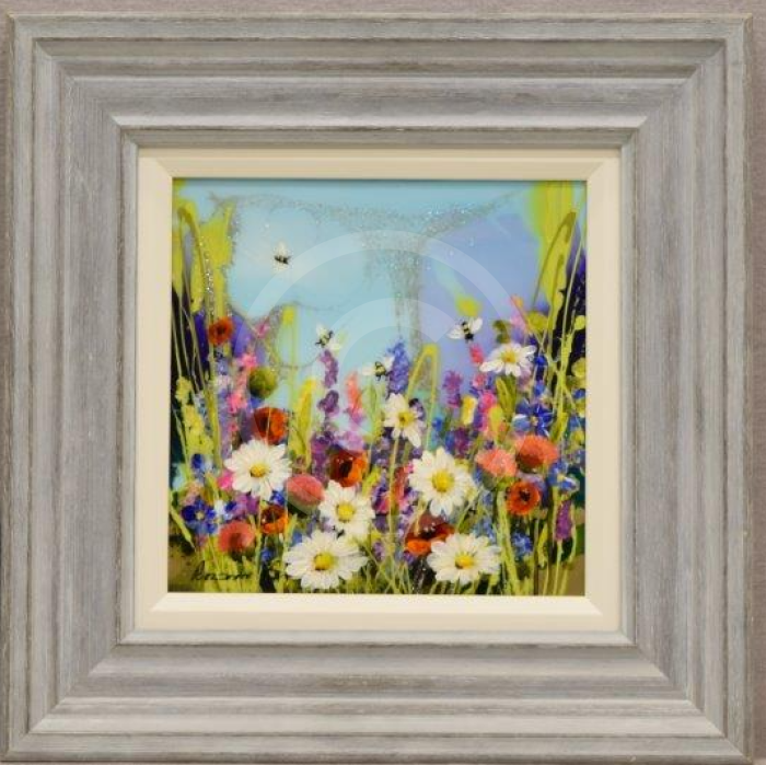Bumblebee Summer I (10x10") ORIGINAL PAINTING by Rozanne Bell