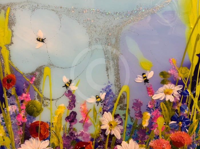 Glittery sky within resin. Bumblebee Summer by Rozanne Bell