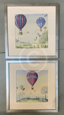 Bunny Balance and Bunny Bungee by Catherine Stephenson Mounted Miniature Framed in pewter cube