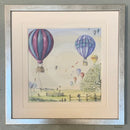 Bunny Balance by Catherine Stephenson Mounted Miniature Framed in pewter cube