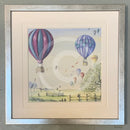 Bunny Balance by Catherine Stephenson Mounted Miniature Framed in pewter cube