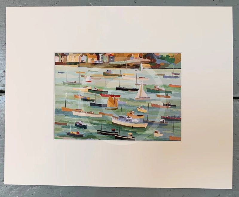 Busy Harbour, mounted miniature by Richard Tuff