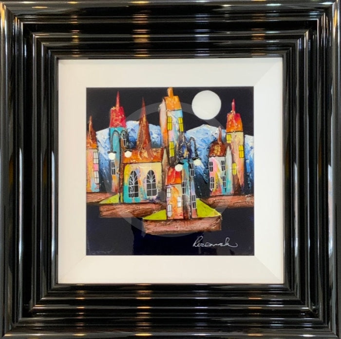 By The Light Of The Silvery Moon (10x10") ORIGINAL PAINTING by Rozanne Bell