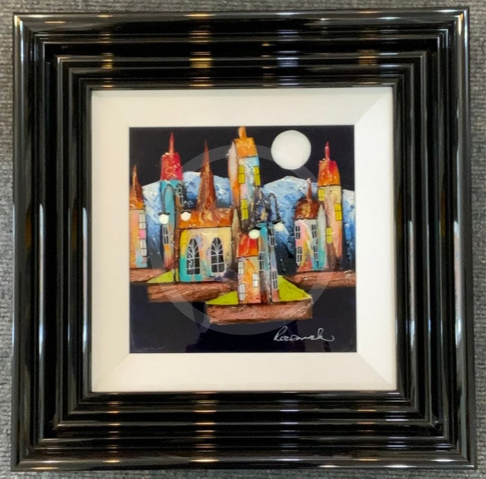 By The Light Of The Silvery Moon (10x10") ORIGINAL PAINTING by Rozanne Bell