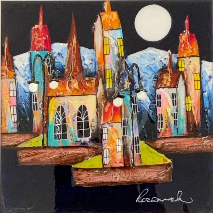 By The Light Of The Silvery Moon (10x10") ORIGINAL PAINTING by Rozanne Bell
