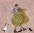 Dance With Me 'til Dinner Time Gallery Remarque Edition by Sam Toft — Ernest and Violet dancing together, Doris the dog watching with tail wagging, mounted fine art print with hand-drawn remarque by Sam Toft
