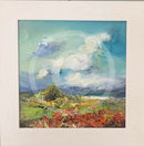 Field of Poppies - ORIGINAL Oil Painting by Anna Schofield White Frame