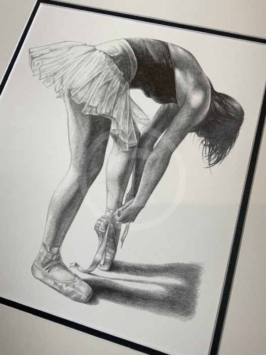 Final Adjustments Study 4, Original Drawing by Mark Braithwaite - Ballet Dancer Drawing