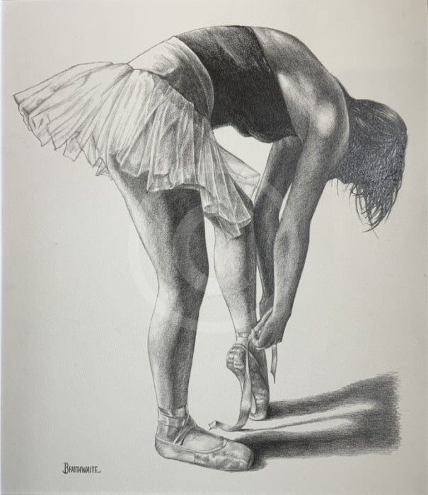 Final Adjustments Study 4, Original Drawing by Mark Braithwaite - Ballet Dancer Drawing