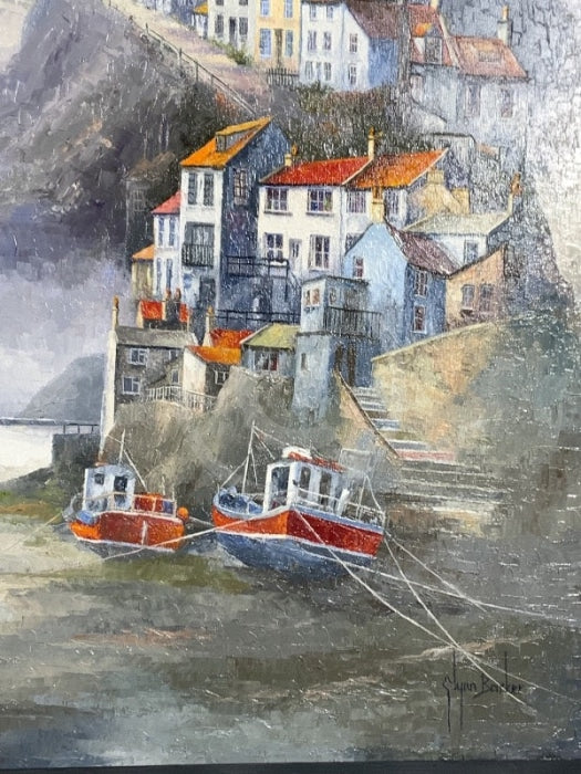 Finding Shelter, Staithes - ORIGINAL Oil Painting on Canvas by Glynn Barker