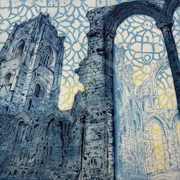 Fountains Abbey - Etching & Collagraph Limited Edition by Anna Matyus