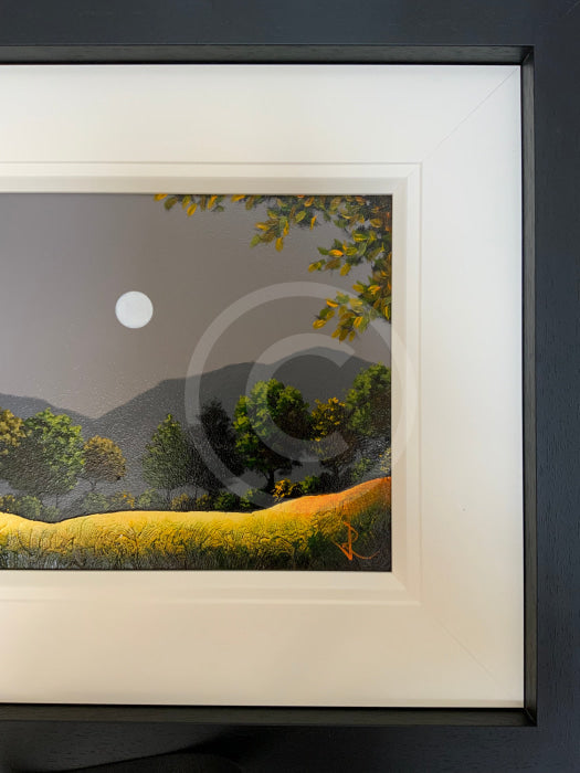 Golden Fields In Moonlight  - ORIGINAL Landscape Painting by John Russell