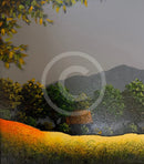 Golden Fields In Moonlight  - ORIGINAL Landscape Painting by John Russell