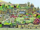 Howarth By Linda Mellin. Colourful, contemporary art print for the home features: Top Withens, Bronte Parsonage &  Keighley and Worth Valley Railway steam train.