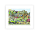 Howarth By Linda Mellin. Colourful, contemporary mounted art print for the home features: Top Withens, Bronte Parsonage &  Keighley and Worth Valley Railway steam train.