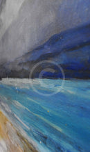 Heading Home ORIGINAL PAINTING by Mark Beresford closeup of canvas texture (oil on board)