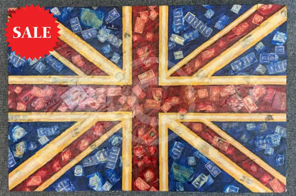 Jubilee Jamboree - Original Oil Painting By Eva Alexander Embellished With Postage Stamps