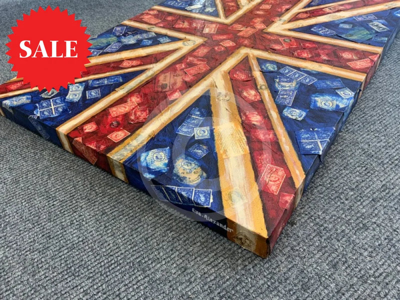 Jubilee Jamboree - Original Oil Painting By Eva Alexander Embellished With Postage Stamps