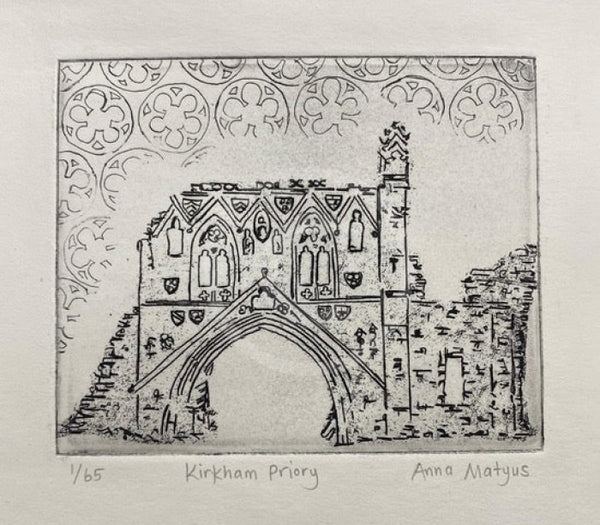 Kirkham Priory - Miniature Etching Limited Edition by Anna Matyus