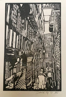 Lady Pecketts Yard, York - Hand Printed Linocut by Drawneup Black Ink