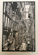 Lady Pecketts Yard, York - Hand Printed Linocut by Drawneup Black Ink