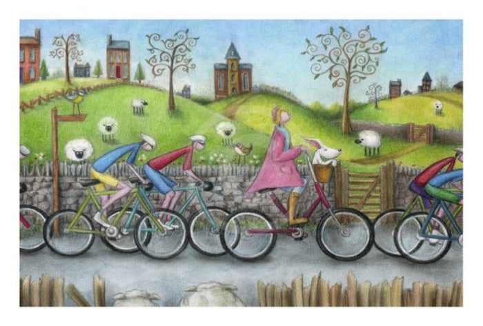 Life In The Fast Lane by Dotty Earl, limited edition print, cycling, bicycle picture 