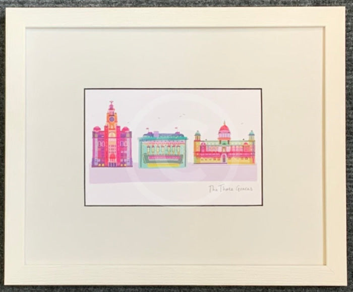 Liverpool, The Three Graces Print by Ilona Drew