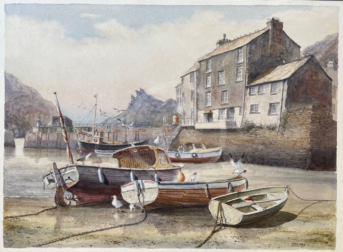 Low Tide, Polperro, Cornwall - Sam Burden ORIGINAL WATERCOLOUR