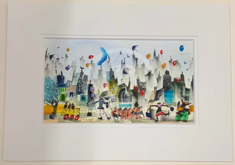 Original Mounted Watercolour By Sue Howells,  March Winds