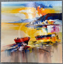 J Comera Coastal Harbour (30X30) Original Painting Canvas