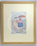  A Midsummer Dip by Sam Toft, mounted miniature Framed print 