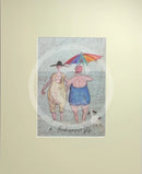  A Midsummer Dip by Sam Toft, mounted miniature Print