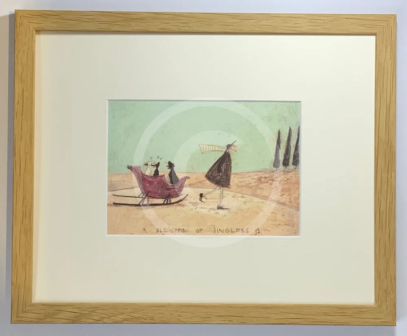 A Sleighful of Jinglers by Sam Toft, mounted miniature framed print 