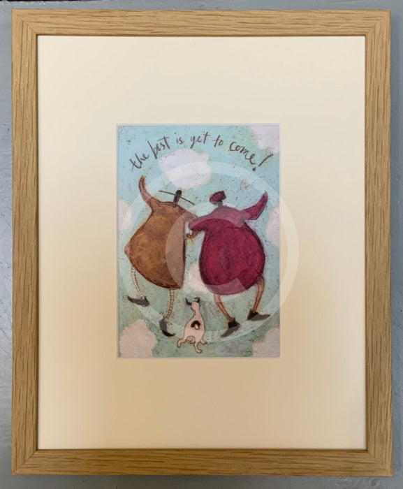 Meet the Mustards: The Best is Yet to Come by Sam Toft mounted miniature Framed in Small Cube Oak Mounted Print