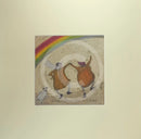 Meet the Mustards: The Best Things Happen When You're Dancing by Sam Toft, mounted miniature print. A fun picture of a couple, Mr Mustard and his wife Violet are dancing under a rainbow with their black and white dog Doris. 