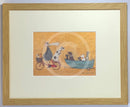 Big Doggie Taxi by Sam Toft, mounted miniature print, lots of dogs including Dalmatian and Jack Russell 