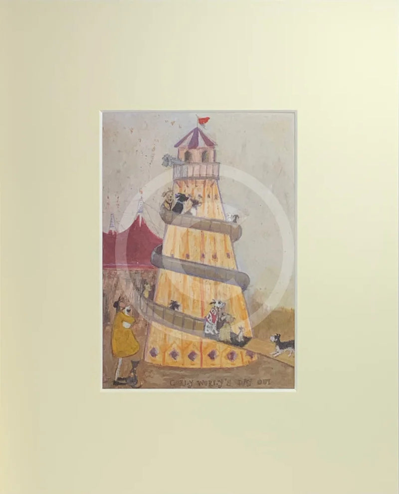 Curly Wurly's Day Out  by Sam Toft, mounted miniature print