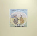 Meet the Mustards: Feels Like Home by Sam Toft, mounted miniature print. A nostalgic picture of an elderly couple holding hands outside their vintage caravan with a little black and white dog.