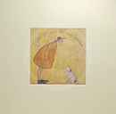 Meet the Mustards: I Love You Just the Way You Are by Sam Toft, mounted miniature print. A picture of man looking down at his beloved black and white dog. 