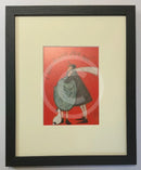 Meet the Mustards: I Will Always Love You by Sam Toft, mounted miniature. A couple have a cuddle whilst their black and white dog looks on. Framed in black.