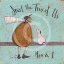 Meet the Mustards: Just the Two of Us, You & I by Sam Toft, mounted miniature print. A man and his dog sit in a moment’s reflection. 