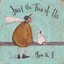 Meet the Mustards: Just the Two of Us, You & I by Sam Toft, mounted miniature print. A man and his dog sit in a moment’s reflection. 