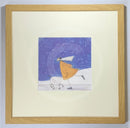 Meet The Mustards: Skating With Audrey By Sam Toft Mounted Miniature Mounted Print. A fun picture of a man called Mr Mustard skating on the ice with his pet sheep Audrey. Framed in oak