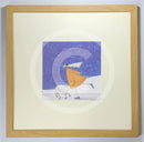 Meet The Mustards: Skating With Audrey By Sam Toft Mounted Miniature Mounted Print. A fun picture of a man called Mr Mustard skating on the ice with his pet sheep Audrey. Framed in oak