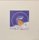 Meet The Mustards: Skating With Audrey By Sam Toft Mounted Miniature Mounted Print. A fun picture of a man called Mr Mustard skating on the ice with his pet sheep Audrey.