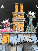 Close up of Moonlight Meeting, an ORIGINAL Mixed Media from Gary Walton, for PAPYRUS