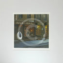 Mounted Miniature Print Baa Baa of Fleece Street, by Simon Clarke. A fun picture of sheep taking the character of Sweeny Todd the Demon Barber of Fleet Street. A dog looks curiously at a pie with a pair of sheep’s ears poking out of the top. 