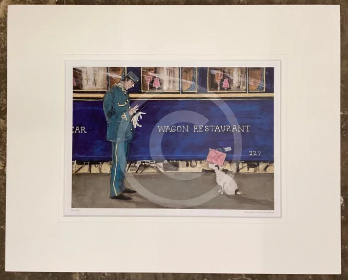 Mounted Print from Sam Toft’s ’There and Back Again’ Limited Edition Box Set SECONDARY MARKET (GB) Doris Books a Table