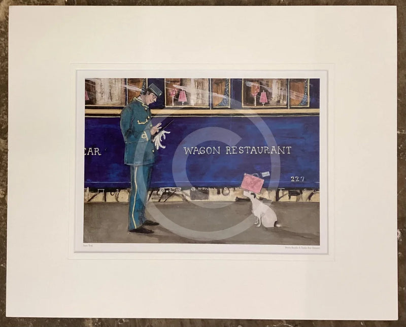 Mounted Print from Sam Toft’s ’There and Back Again’ Limited Edition Box Set SECONDARY MARKET (GB) Doris Books a Table